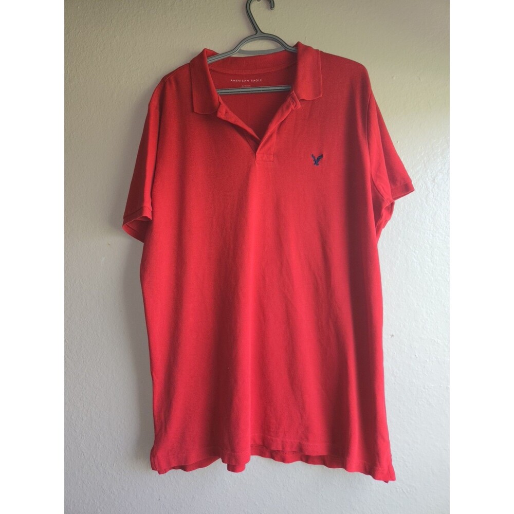 American Eagle Mens Red Polo Shirt XL Short Sleeve Cotton Casual Top Chest 24x31
